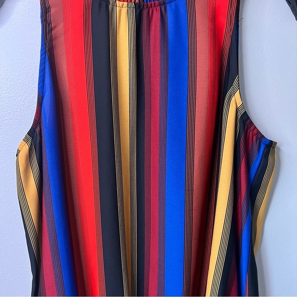 Allison Joy Women’s Mock Neck Sleeveless Striped Blouse Size Small Career Office - Picture 3 of 10